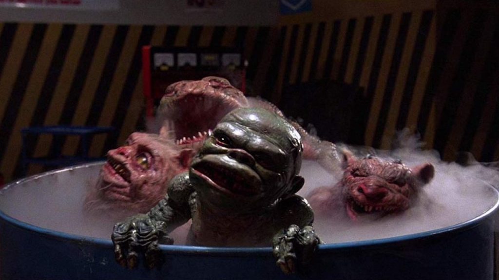 This is a film still from GHOULIES dir Luca Bercovici (1985) showing as part of Bar Trash: VHS USA at Genesis Cinema (Weds 31 Jan 2024).