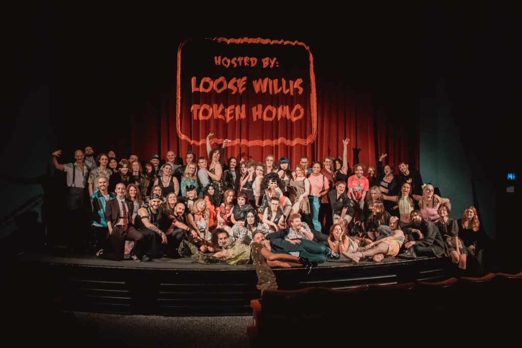 QUEER HORROR NIGHTS: 2AM survivors' photo at our 50th Anniversary celebration of FEMALE TROUBLE at Rio Cinema (13 July 2024).