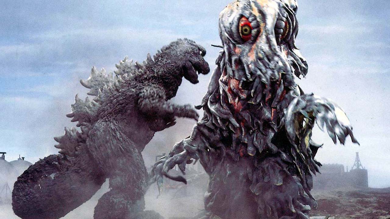 This is a film still from GODZILLA VS HEDORAH dir Yoshimitsu Banno & Ishiro Honda, 1971, presented by Token Homo's BAR TRASH at Genesis Cinema as part of MONSTER MAYHEM!