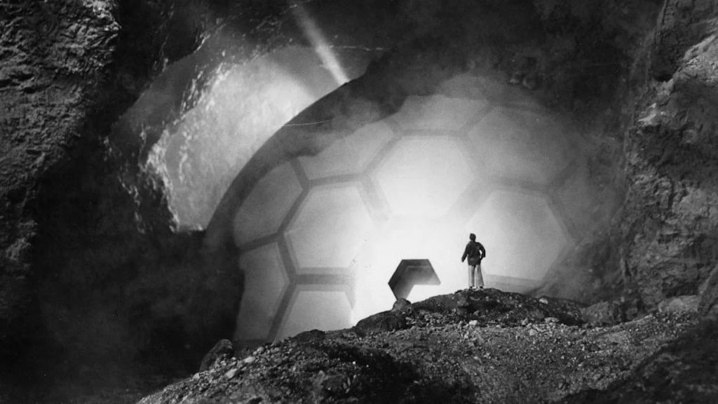 This is a film still from IT CAME FROM OUTER SPACE dir Jack Arnold (1953), part of CELLULOID JAM at Genesis Cinema (Weds 29 January 2025).