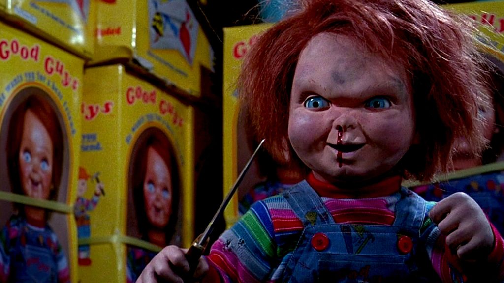 This is a film still from CHILD'S PLAY dir Tom Holland (1988), part of SATANIC PANIC! at Beer Merchants Tap (25 Jan 2026).