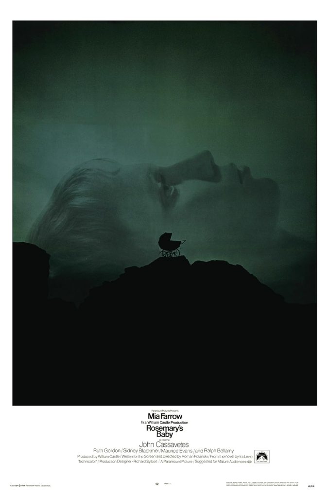 This is the film poster for ROSEMARY'S BABY (1968), screening as part of the SCREAM FOR YOU LIVES! film season at BAR TRASH (16 August 2026). 