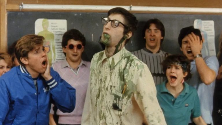 This is a film still from CLASS OF NUKE 'EM HIGH dirs Richard W Haines & Lloyd Kaufman (1986), part of TRASH PLANET 3: APOCALYPSE! (SEPT to DEC 2026)